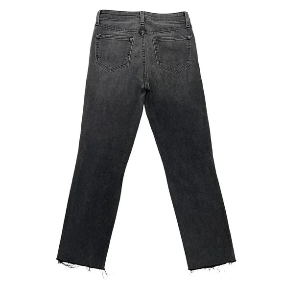 L'AGENCE High Rise Straight Leg Distressed Jeans Grey Raw Frayed hem Size 25 NEW - Picture 2 of 4